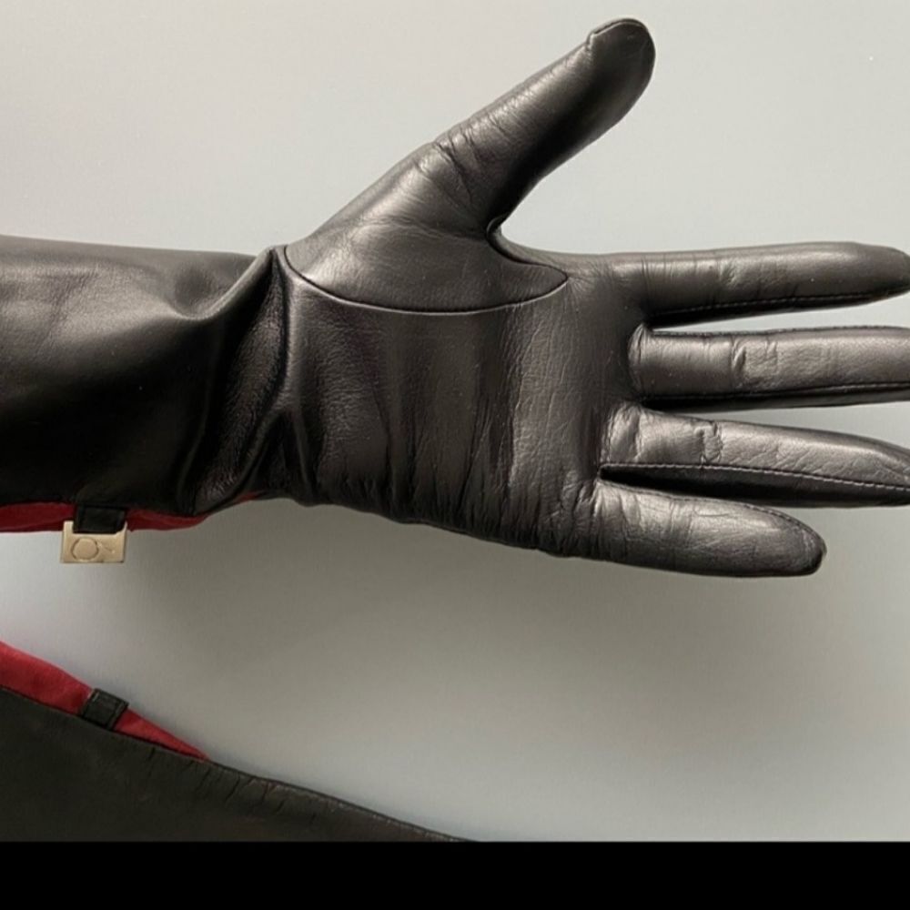 VINTAGE BLACK LEATHER GLOVES - Picture 5 of 6